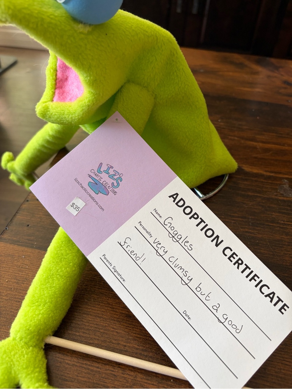 Handmade frog-ish Puppet - Picture 3 of 3